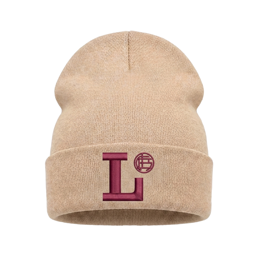 GORRO DE LANA “L” BORDADA NATURAL